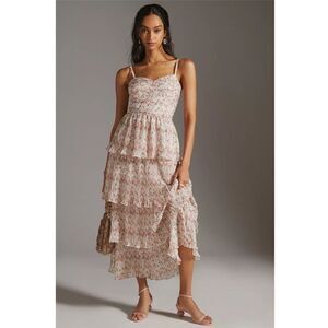 Anthropologie Let Me Be Ditsy Pleated Midi Dress